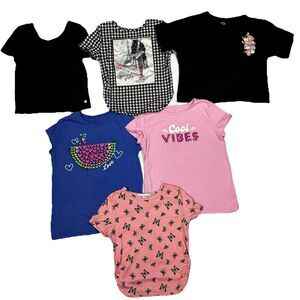 Lot of 6 Girls Tee Shirts Sz 10/12 Short Sleeve Multicolor School